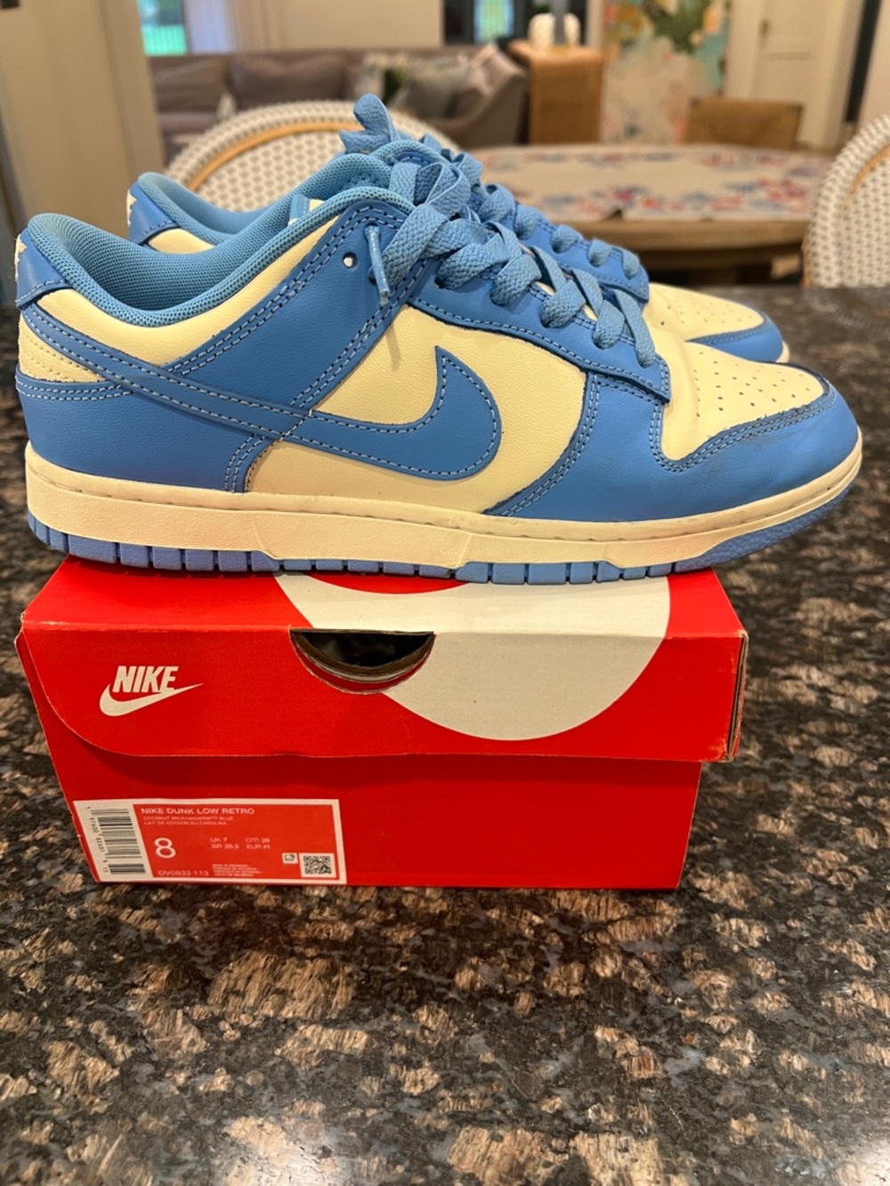 Nike Kids Dunk Low retro in Light Blue and Cream with box
